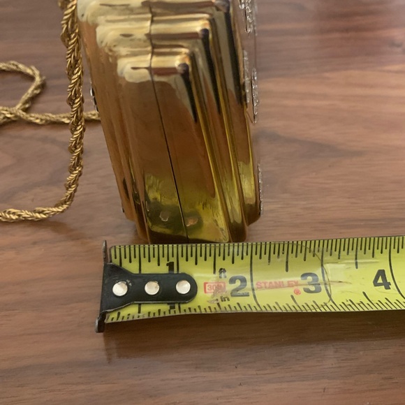 Saks Fifth Avenue Original Vintage Gold Rhinestone metallic Handbag Clutch Purse - Picture 9 of 11